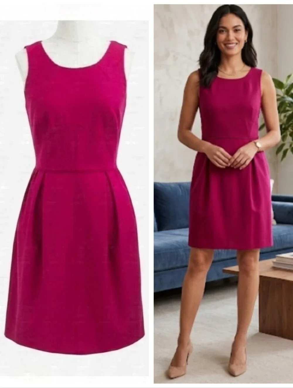NWT J.Crew Wool Fuchsia Sleeveless Fit & Flare Dress Women's 14 Coquettegirl NEW